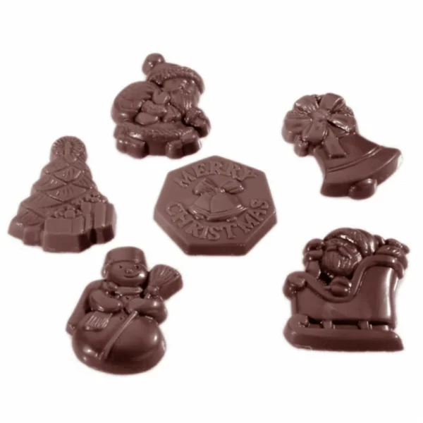 Retour Gratuit Moule Chocolat Figurines De Noël (x18) Chocolate World 1