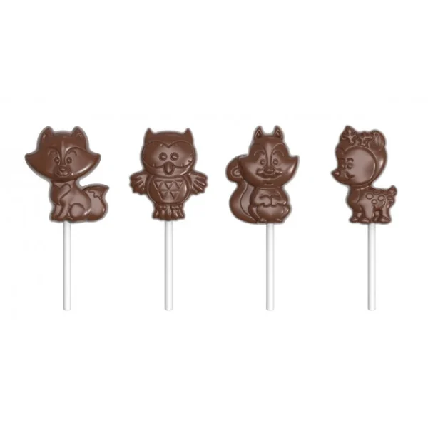 solde en ligne Moule Sucette Chocolat Animaux De La Forêt 65 Mm (x4) Chocolate World 1